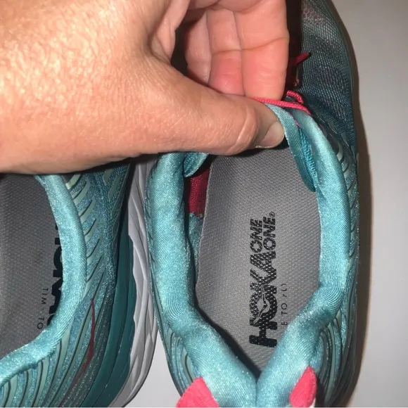 Hoka One One Bondi 10.5 Womens 8 Running Shoes Teal &amp; Pink Model 1019270