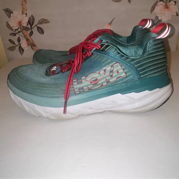 Hoka One One Bondi 10.5 Womens 8 Running Shoes Teal &amp; Pink Model 1019270