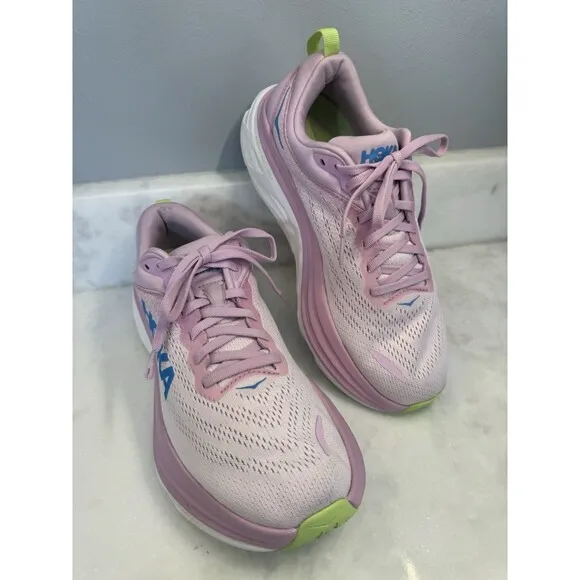 Hoka One One Bondi 8 Pink Running Shoes Sneakers Women’s Size 9.5 B 1127952