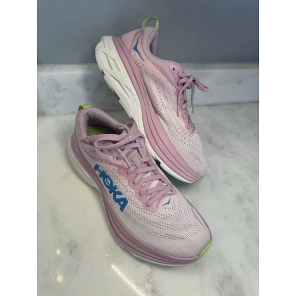 Hoka One One Bondi 8 Pink Running Shoes Sneakers Women’s Size 9.5 B 1127952
