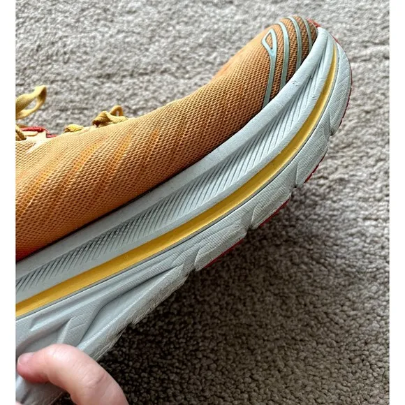 Hoka One One Bondi X Shoes Mens Size 11.5 D Fiesta / Amber Yellow Running