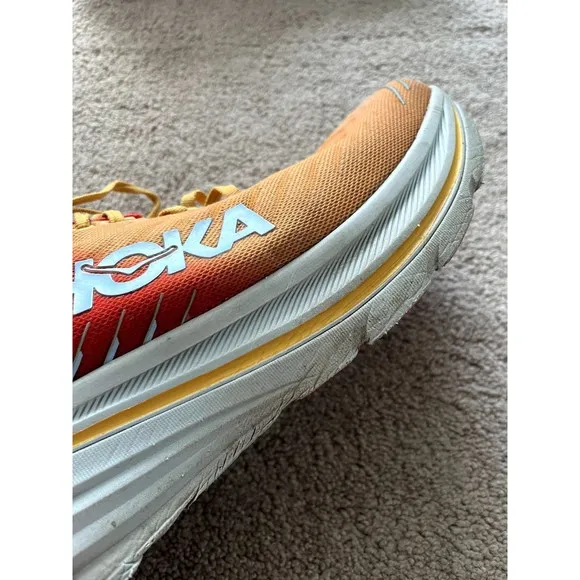 Hoka One One Bondi X Shoes Mens Size 11.5 D Fiesta / Amber Yellow Running