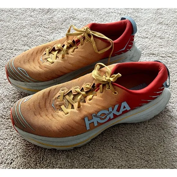 Hoka One One Bondi X Shoes Mens Size 11.5 D Fiesta / Amber Yellow Running
