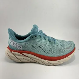 Hoka One One Clifton 8 Running Shoes Womens Size 7 D Wide Blue Aquarelle