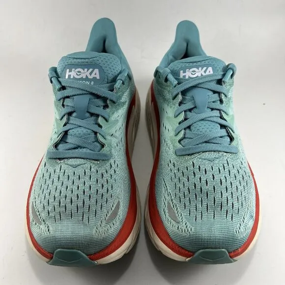 Hoka One One Clifton 8 Running Shoes Womens Size 7 D Wide Blue Aquarelle