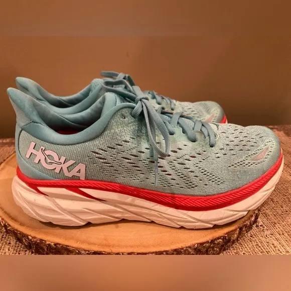 Hoka One One Clifton 8 Women’s Size 7.5 Blue Running Athletic Shoes 1119394 AEBL