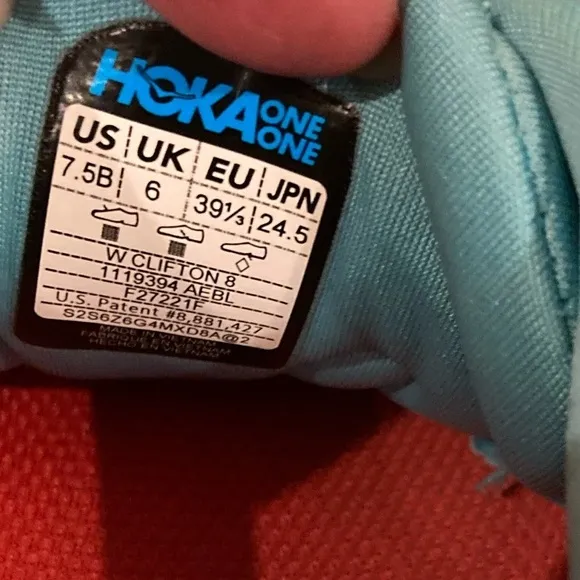 Hoka One One Clifton 8 Women’s Size 7.5 Blue Running Athletic Shoes 1119394 AEBL