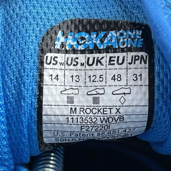 Hoka One One M Rocket X 2 Shoes Running Sneakers Men's 14 113532 WDVB