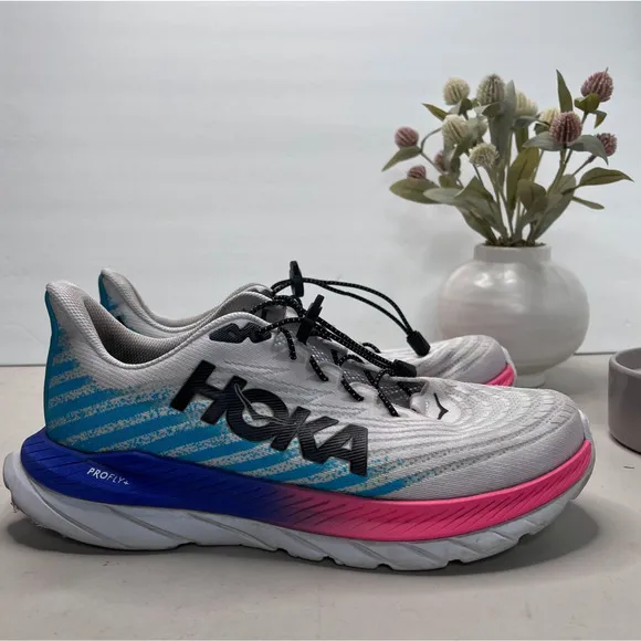 Hoka One One Mach 5 Profly Running Shoes White/Scuba Blue WSBB Men's US 10.5D