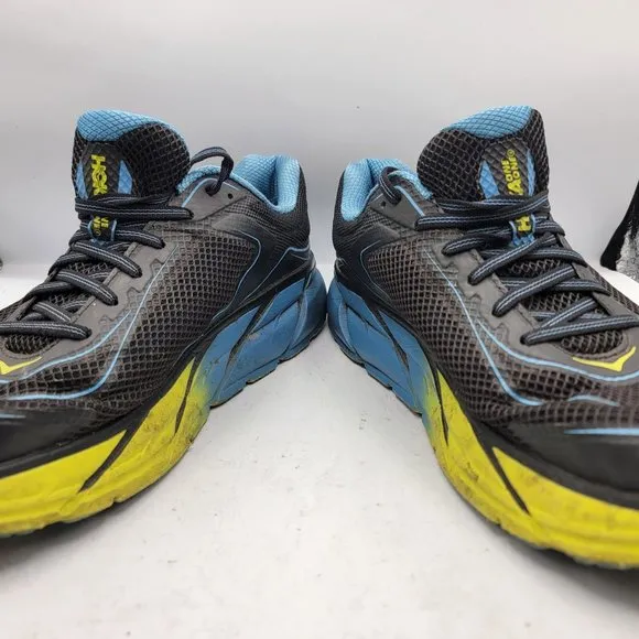Hoka One One Mens Size 12 Napali Black Blue Yellow Running Sneakers Shoes