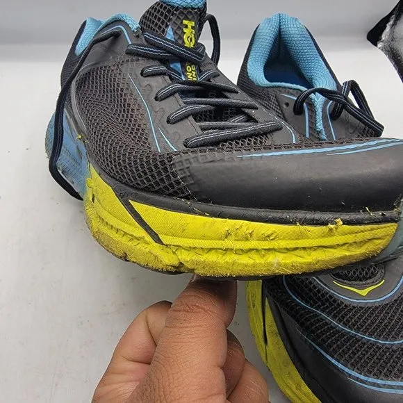 Hoka One One Mens Size 12 Napali Black Blue Yellow Running Sneakers Shoes