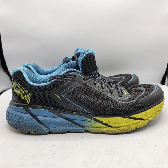 Hoka One One Mens Size 12 Napali Black Blue Yellow Running Sneakers Shoes