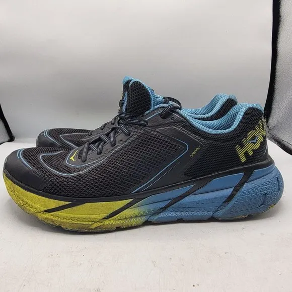 Hoka One One Mens Size 12 Napali Black Blue Yellow Running Sneakers Shoes