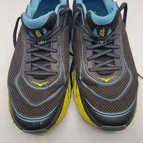 Hoka One One Mens Size 12 Napali Black Blue Yellow Running Sneakers Shoes