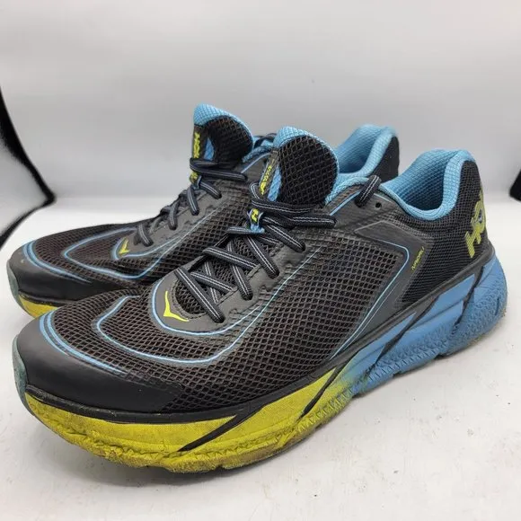 Hoka One One Mens Size 12 Napali Black Blue Yellow Running Sneakers Shoes