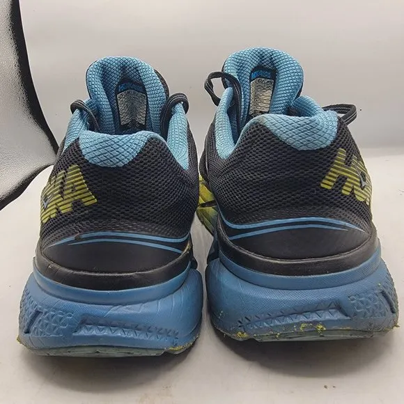 Hoka One One Mens Size 12 Napali Black Blue Yellow Running Sneakers Shoes