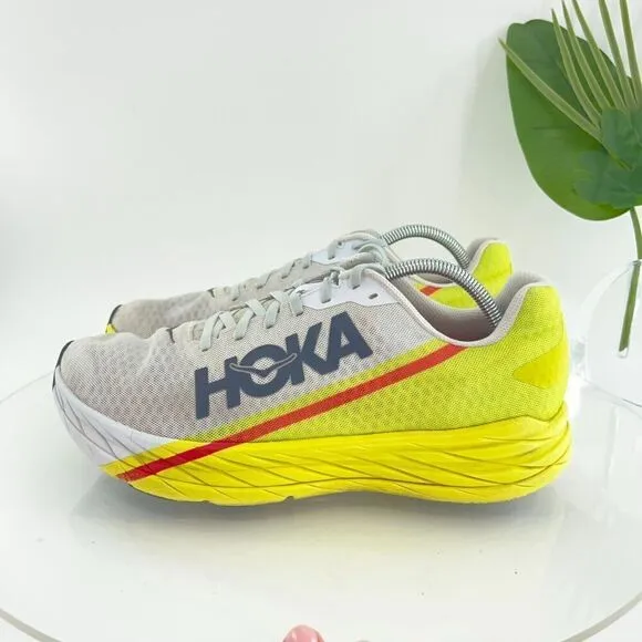Hoka One One Rocket X Men's Size 11 Running Shoes White Neon Yellow