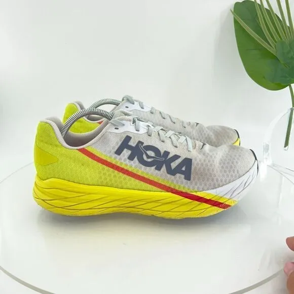 Hoka One One Rocket X Men's Size 11 Running Shoes White Neon Yellow