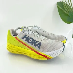 Hoka One One Rocket X Men's Size 11 Running Shoes White Neon Yellow
