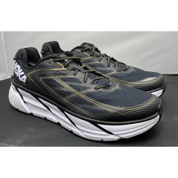 Hoka One One Running Race Clifton 3 Gold Black Shoes Mens 12.5 Fast Ship