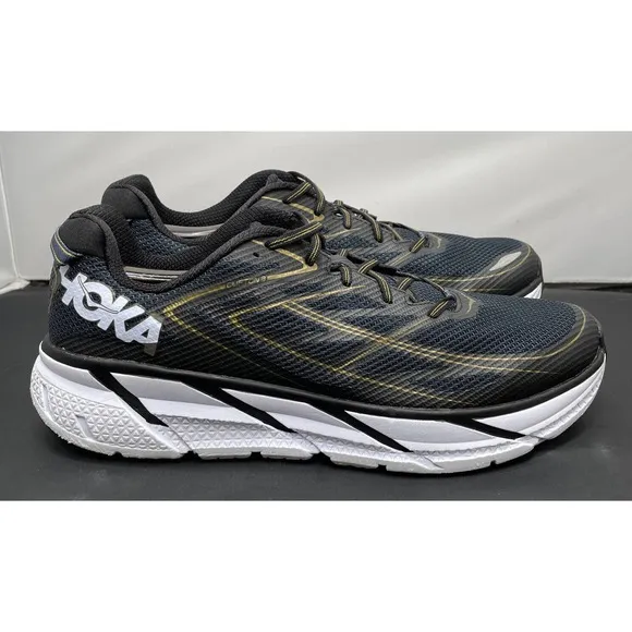 Hoka One One Running Race Clifton 3 Gold Black Shoes Mens 12.5 Fast Ship