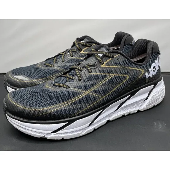Hoka One One Running Race Clifton 3 Gold Black Shoes Mens 12.5 Fast Ship