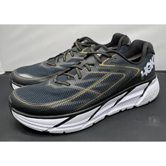 Hoka One One Running Race Clifton 3 Gold Black Shoes Mens 12.5 Fast Ship
