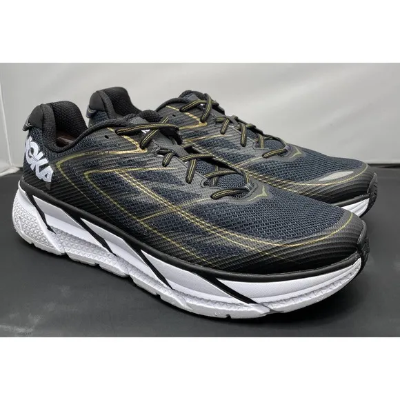 Hoka One One Running Race Clifton 3 Gold Black Shoes Mens 12.5 Fast Ship