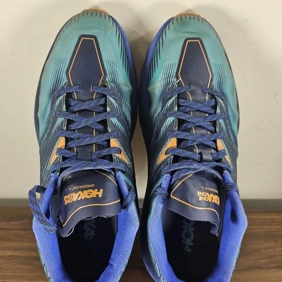 Hoka One One Speedgoat 4 Running Shoes Blue and Green Men's Size 12