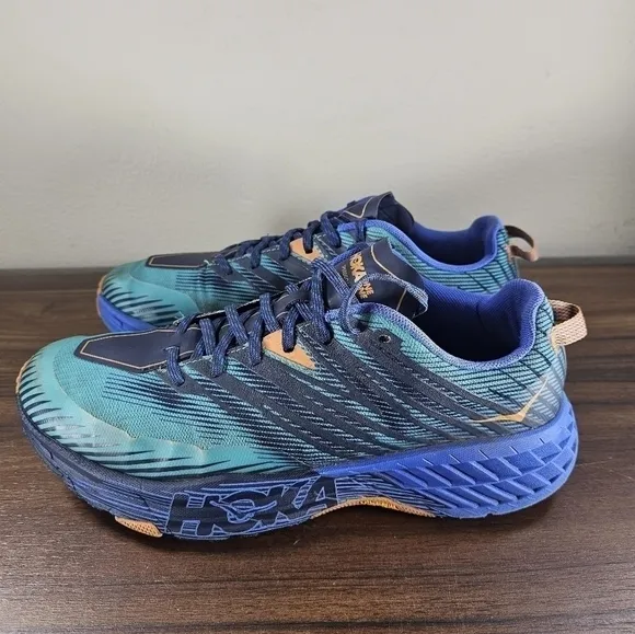 Hoka One One Speedgoat 4 Running Shoes Blue and Green Men's Size 12