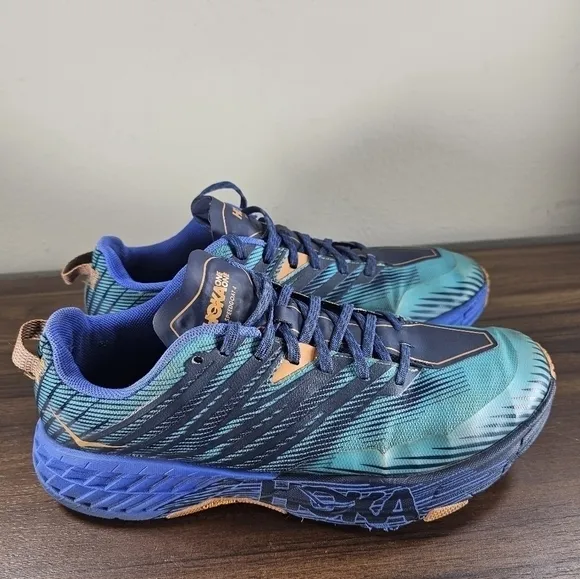 Hoka One One Speedgoat 4 Running Shoes Blue and Green Men's Size 12