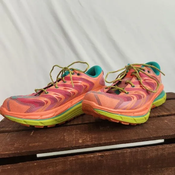 Hoka One One Speedgoat Running Shoes Womens 9 Pink Peach Athletic Sneakers