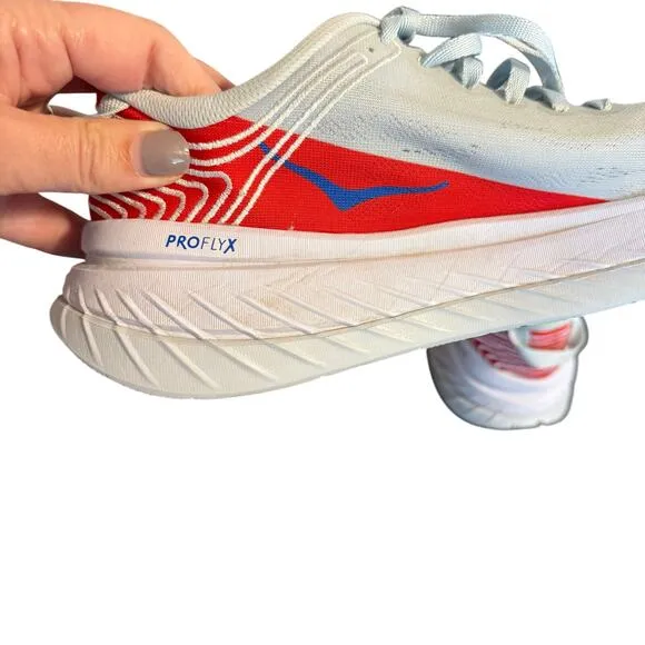 HOKA ONE ONE W CARBON X RUNNING SHOES  Red Blue Men’s Size 10 Running Athletic