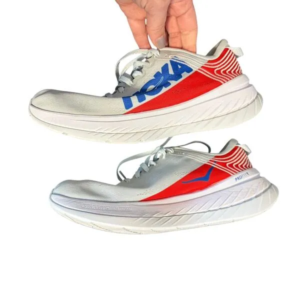 HOKA ONE ONE W CARBON X RUNNING SHOES  Red Blue Men’s Size 10 Running Athletic