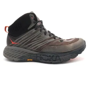 Hoka One Speedgoat Mid 2 GTX Mens 8 Gray Black Waterproof Megagrip Hiking Boots