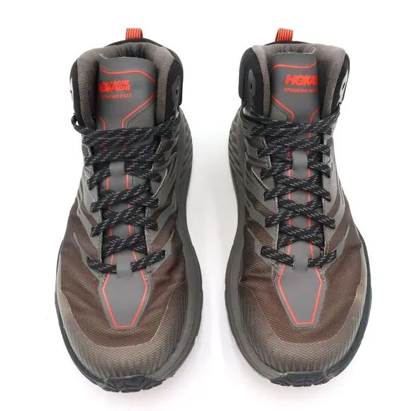 Hoka One Speedgoat Mid 2 GTX Mens 8 Gray Black Waterproof Megagrip Hiking Boots
