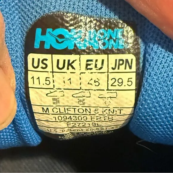 Hoka Clifton 5 Running Sneakers shoes sz 11.5 Men’s B78