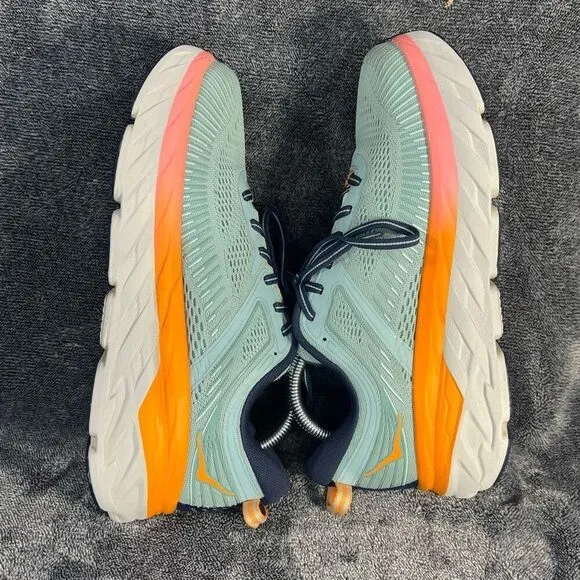 Hoka One One Bondi 7 Womens 9.5 Shoes Gray Orange Running Sneaker