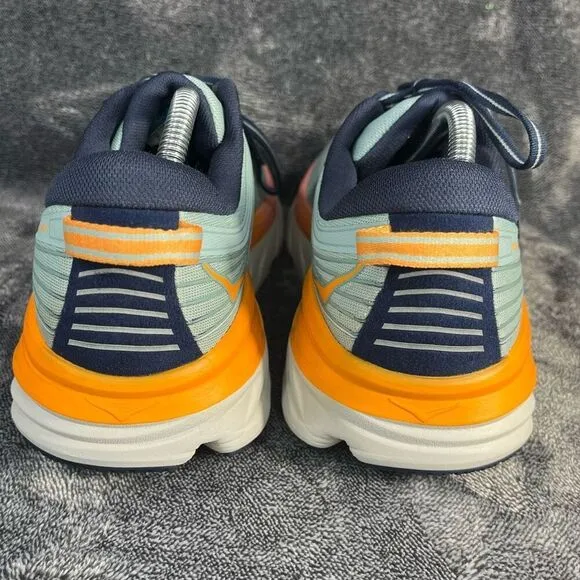 Hoka One One Bondi 7 Womens 9.5 Shoes Gray Orange Running Sneaker