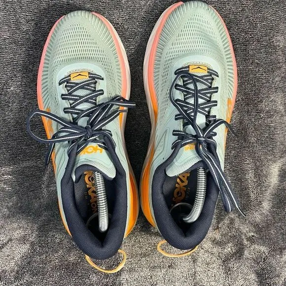 Hoka One One Bondi 7 Womens 9.5 Shoes Gray Orange Running Sneaker