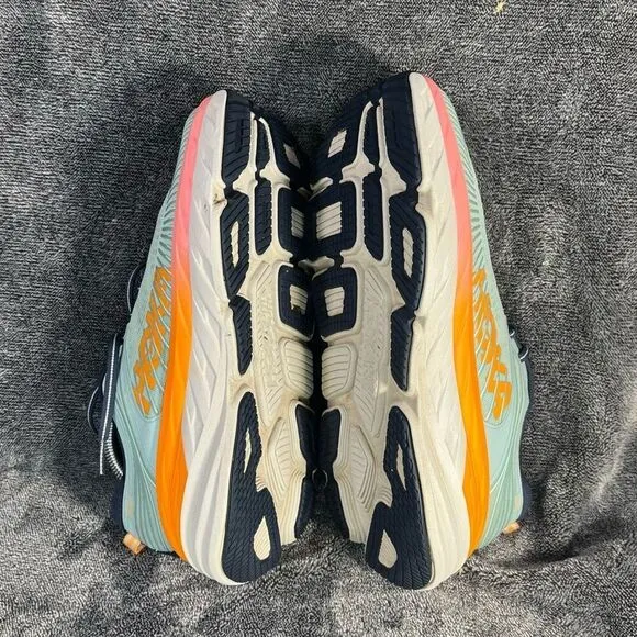 Hoka One One Bondi 7 Womens 9.5 Shoes Gray Orange Running Sneaker