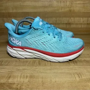 Hoka One One Clifton 8 Women's Running Shoes 9.5 B Aquarelle Blue Sneakers