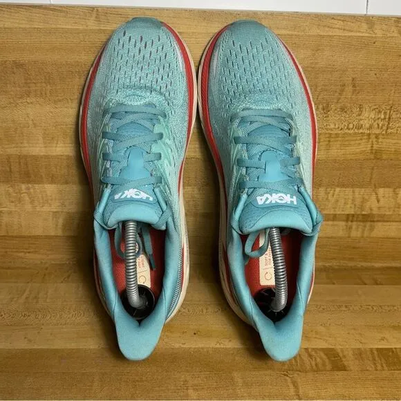 Hoka One One Clifton 8 Women's Running Shoes 9.5 B Aquarelle Blue Sneakers