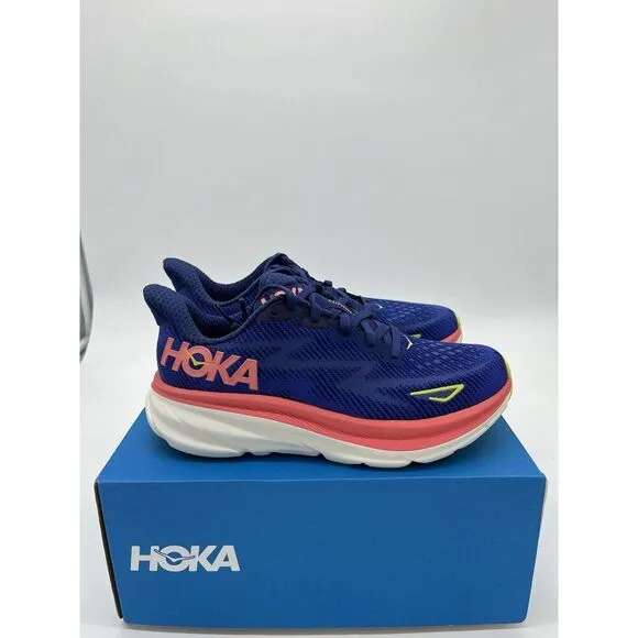 Hoka One One Clifton 9 Running Shoes Evening Sky Coral Women's 6.5 READ
