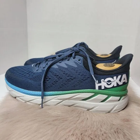 Hoka One One Mens Clifton 7 1110508 Men's  Blue Running Sneakers Shoes Size 9