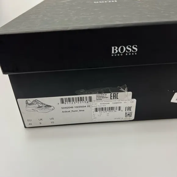 Hugo Boss Ardical Runn Running Sneakers Shoes White/Grey Men’s 10 $298