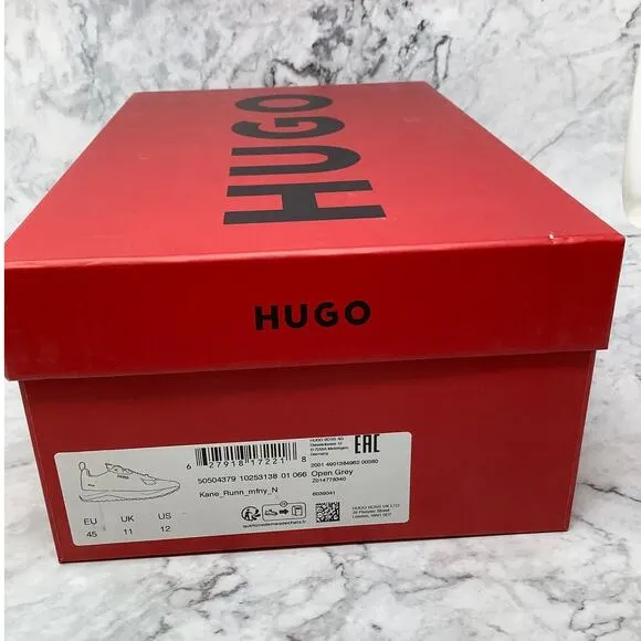 Hugo Boss Mens 12 Open Gray Kane Runner Trainers Sneaker Shoes Lace Up P2-15