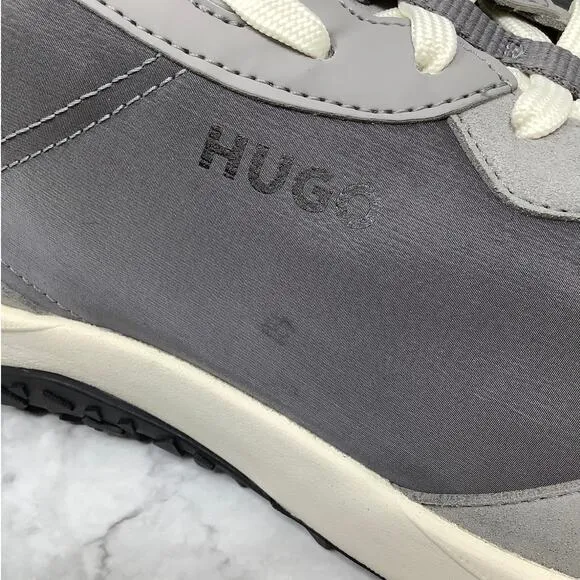 Hugo Boss Mens 12 Open Gray Kane Runner Trainers Sneaker Shoes Lace Up P2-15