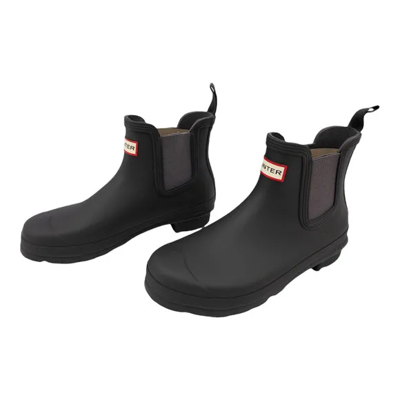 Hunter Black Original Waterproof Chelsea Rain Boots 6