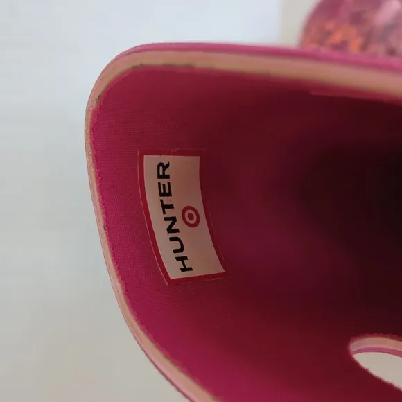 Hunter for Target Waterproof Rubber Tall Boots Big Girl 5 Pink Abstract